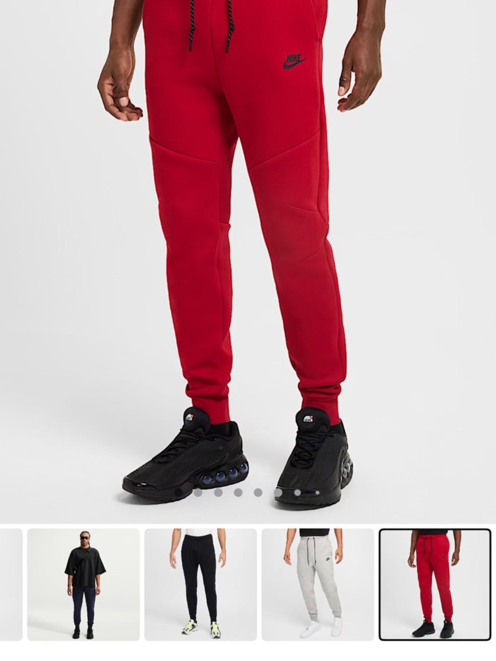 Nike Men’s Red Fleece Joggers with Black Logo